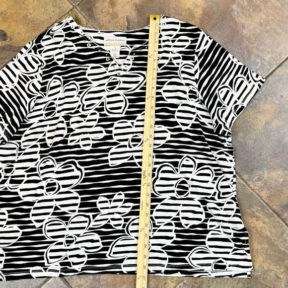 Alfred Dunner Striped Floral Short Sleeve Blouse 2X - Picture 4 of 9